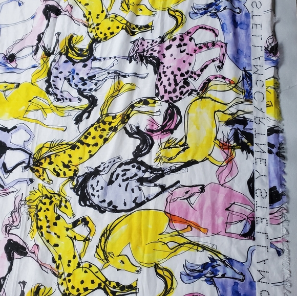 NWT$725 Stella McCartney Horse-Print Cotton-Silk Sarong Shawl Scarf Fringe Wrap - Picture 6 of 16